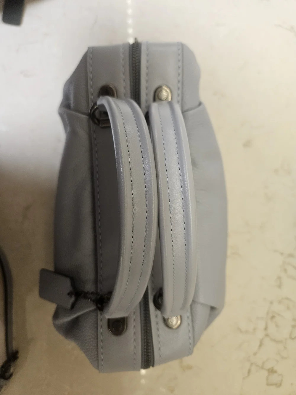 COACH Pebble Leather Lane Satchel Crossbody Shoulder Bag in Mist Blue